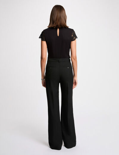 Body de encaje con cuello alto negro mujer