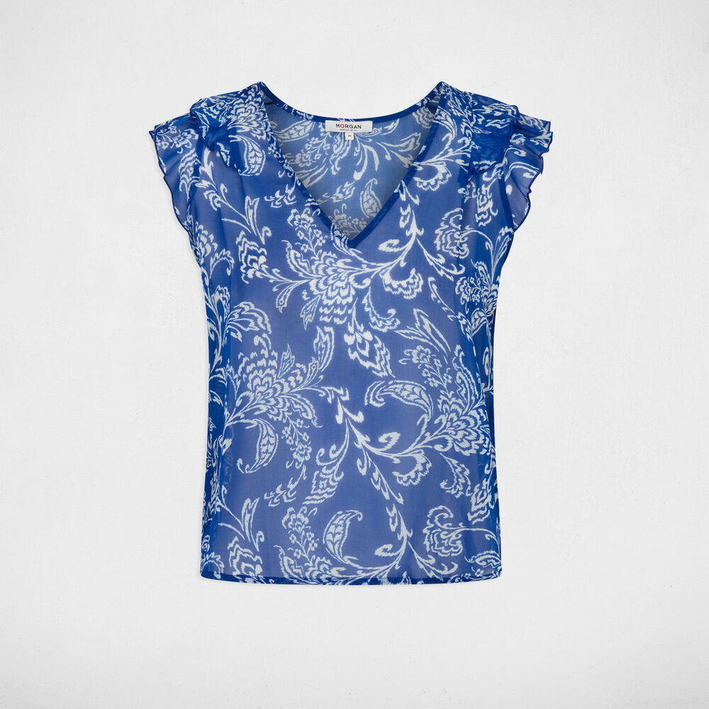 Blusa de gasa sin mangas multicolor mujer