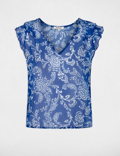 Blusa de gasa sin mangas multicolor mujer
