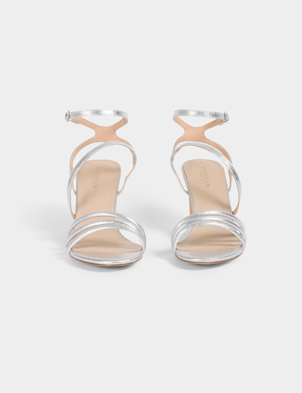 Sandalias de tacón couleur argent mujer