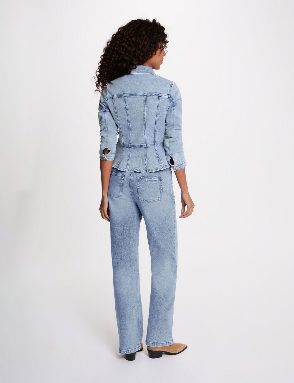 Chaqueta vaquera ajustada denim doble stone mujer