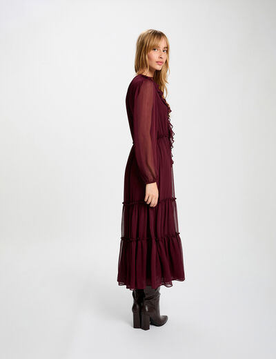 Vestido largo fluido ciruela mujer