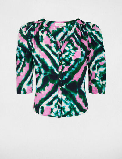 Camisa manga 3/4 estampada multico mujer