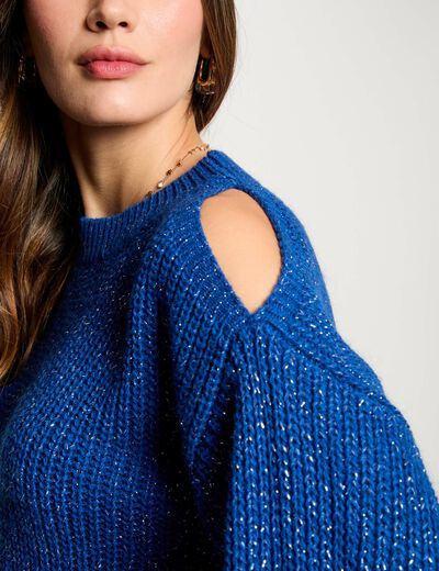 Jersey manga larga azul mujer