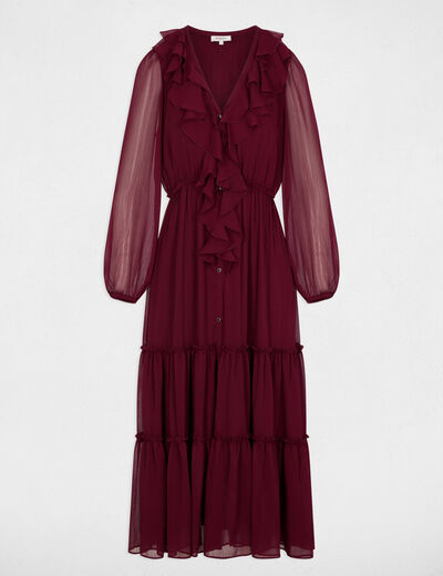 Vestido largo fluido burdeos mujer