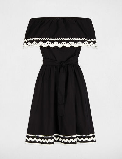 Vestido corto evasé negro mujer