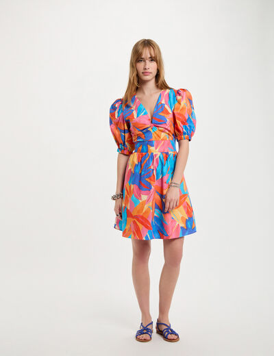 Vestido acampado estampado multicolor mujer