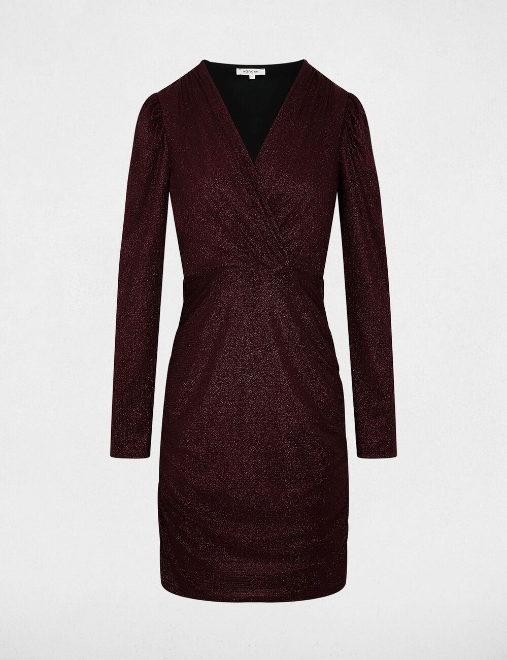 Vestido corto ajustado burdeos mujer