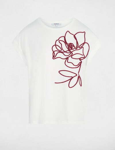 Camiseta bordada blanco mujer