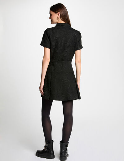 Vestido corto entallado negro mujer
