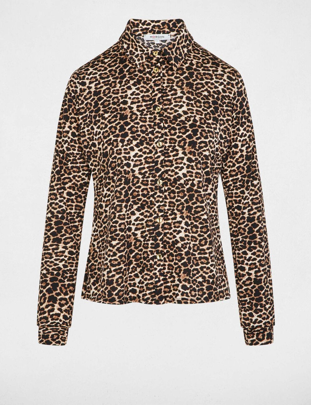 Camisa recta con cuello vuelto multicolor mujer