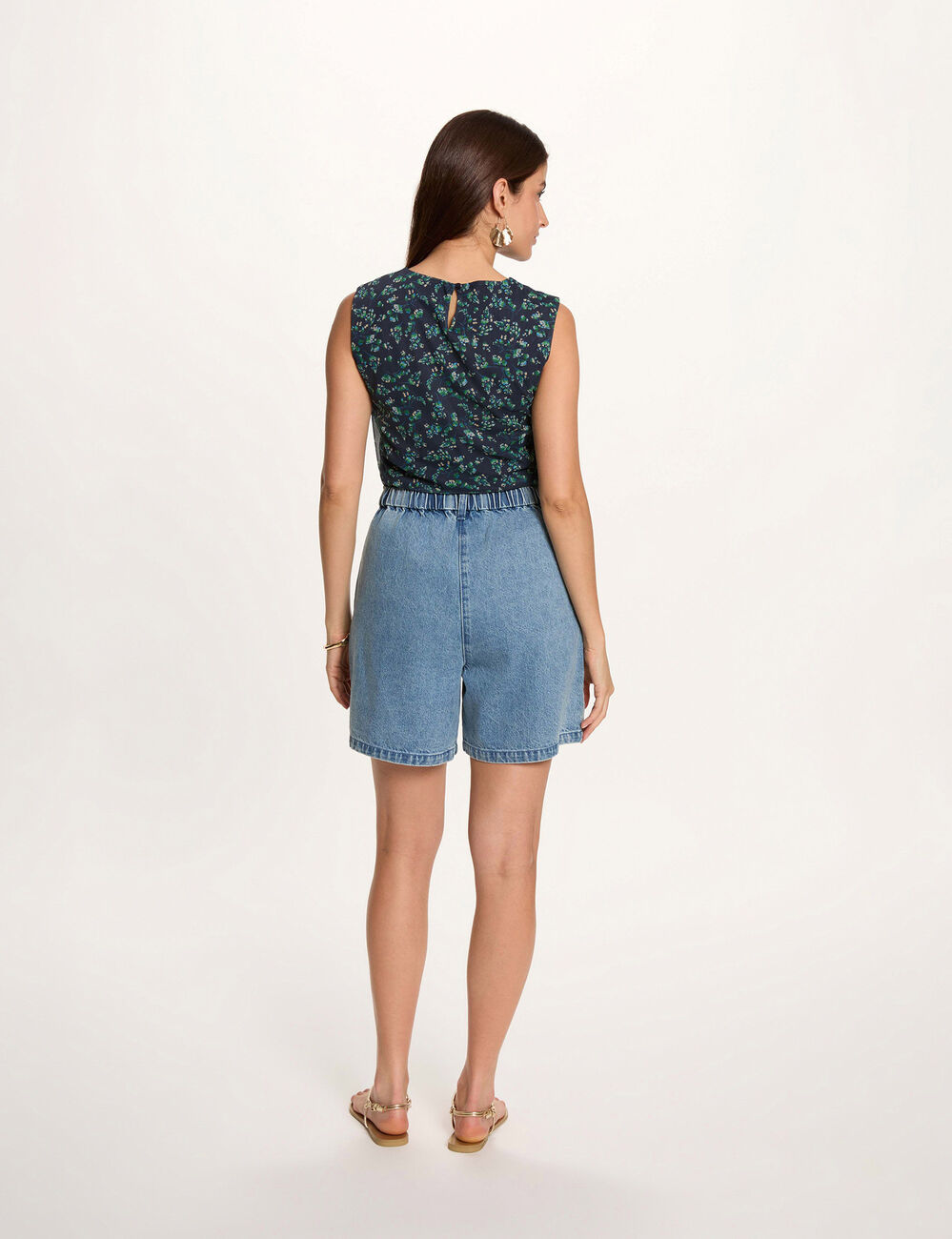 Top drapeado sin mangas multicolor mujer