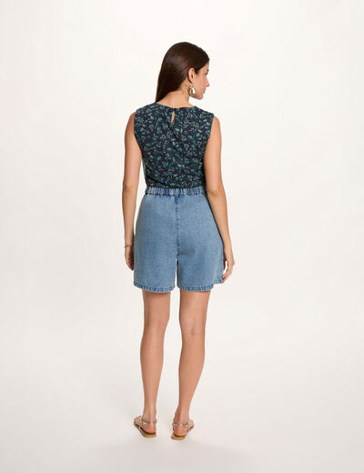 Top drapeado sin mangas multicolor mujer