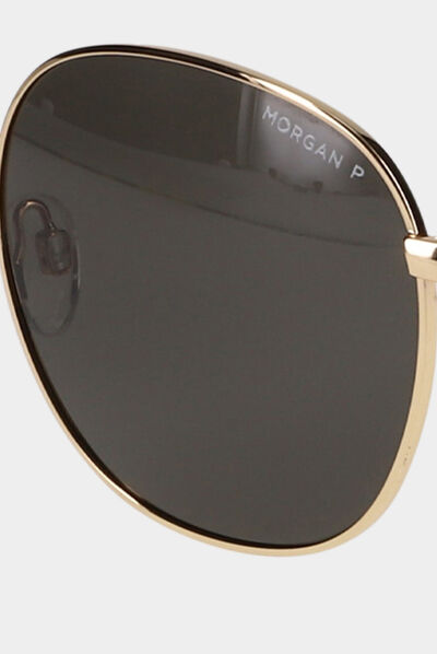 Gafas de sol redondeadas beige mujer