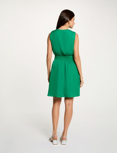 Vestido corto recto holgado verde pradera mujer