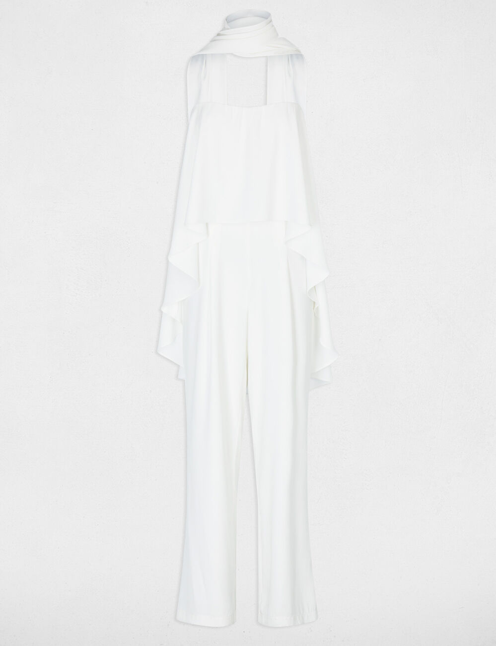 Mono fluido con escote palabra de honor blanco mujer