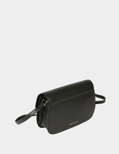 Bolso caja bandolera de cuero negro mujer