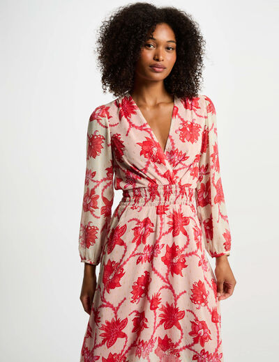 Vestido acampanado estampado multicolor mujer