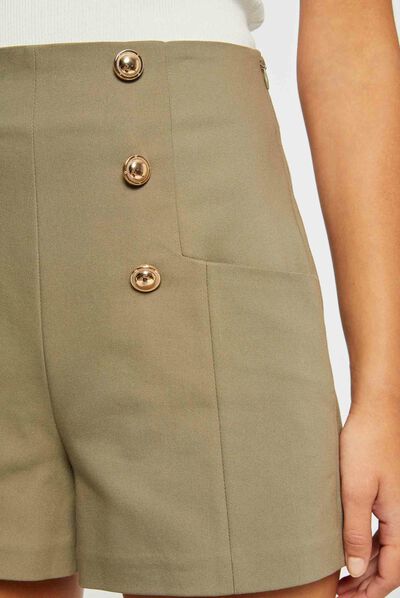 Short city recto con botones verde medio mujer