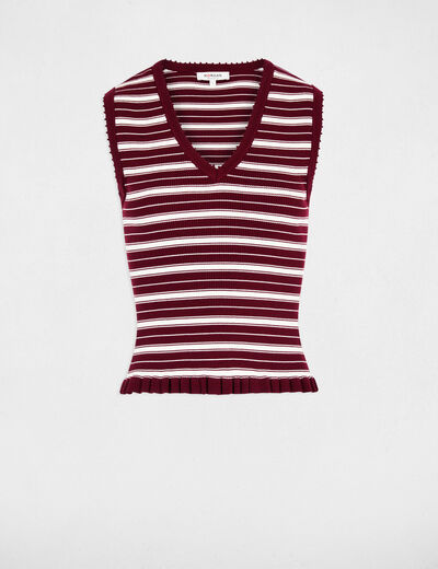 Jersey sin mangas cuello v burdeos mujer