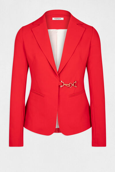 Chaqueta city entallada con hebilla rojo mujer