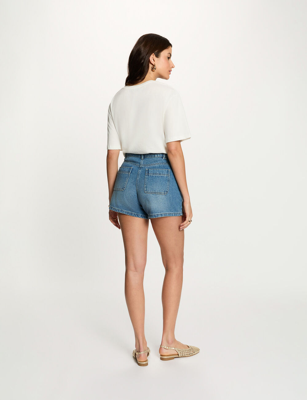 Short vaquero slim denim stone mujer