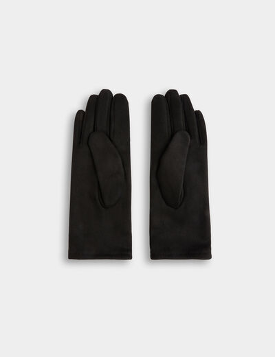 Guantes de ante con strass negro mujer