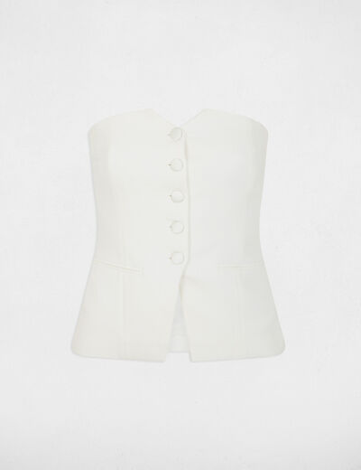 Bustier ajustado abotonado blanco mujer