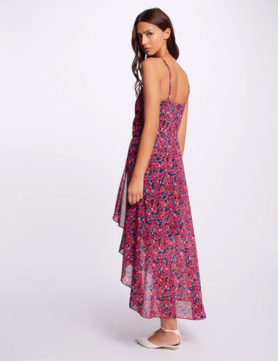 Vestido largo estampado rojo medio mujer