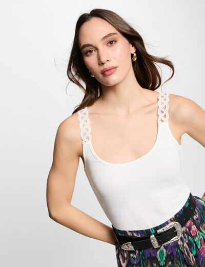 Top sin manga blanco mujer