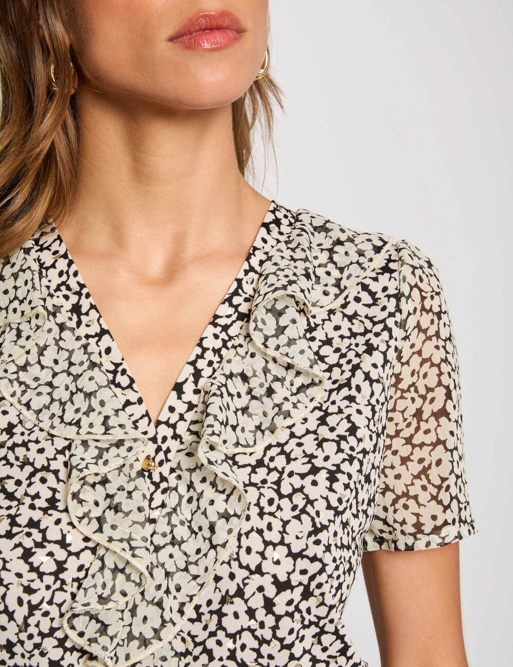 Blusa manga corta blanco mujer