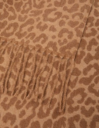 Bufanda con estampado animal beige mujer