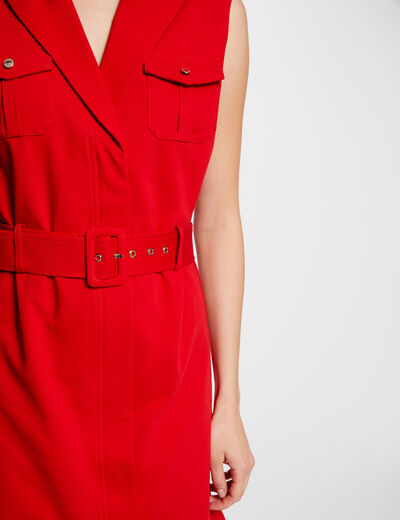 Vestido entallado cinturón rojo mujer