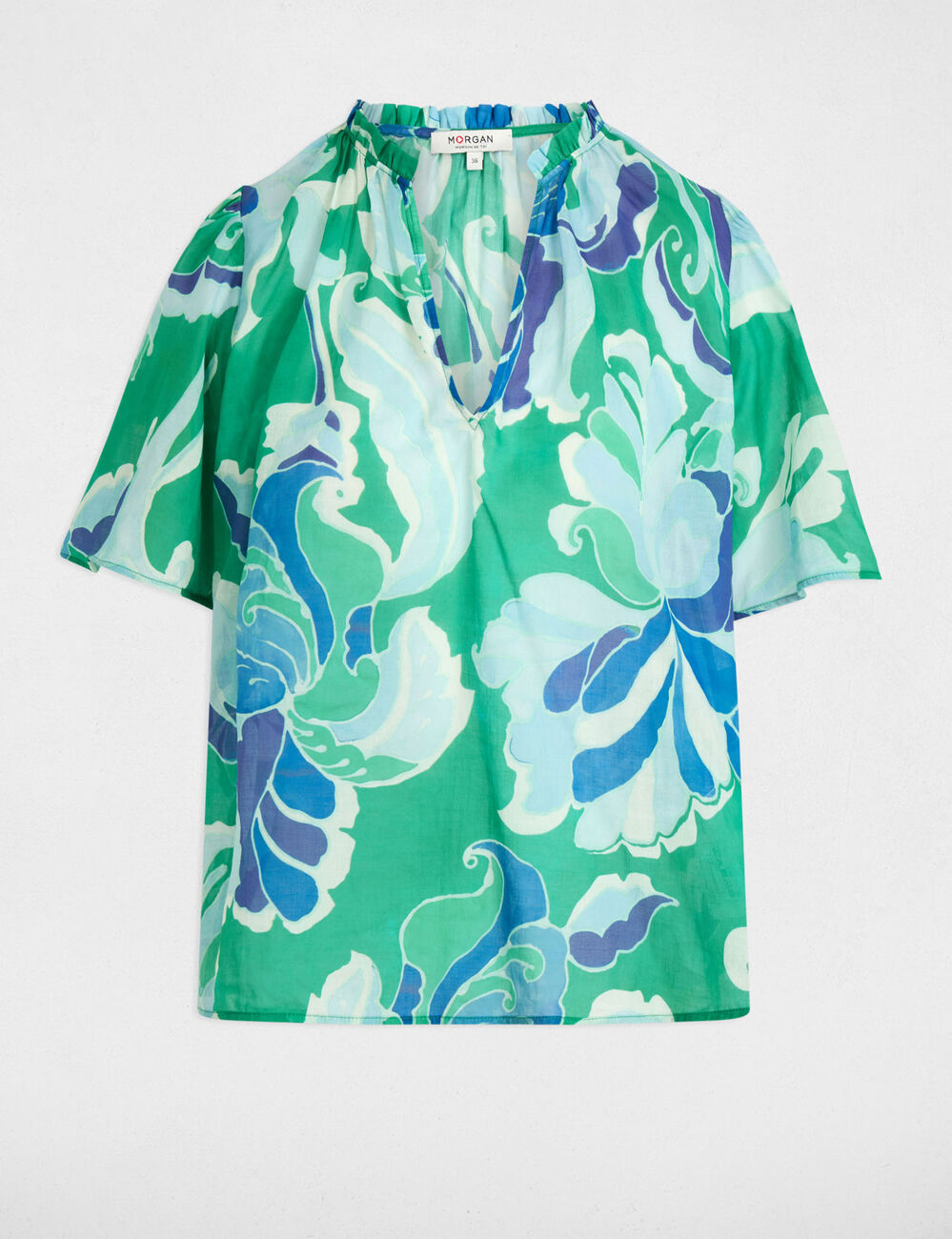 Blusa manga corta multicolor mujer