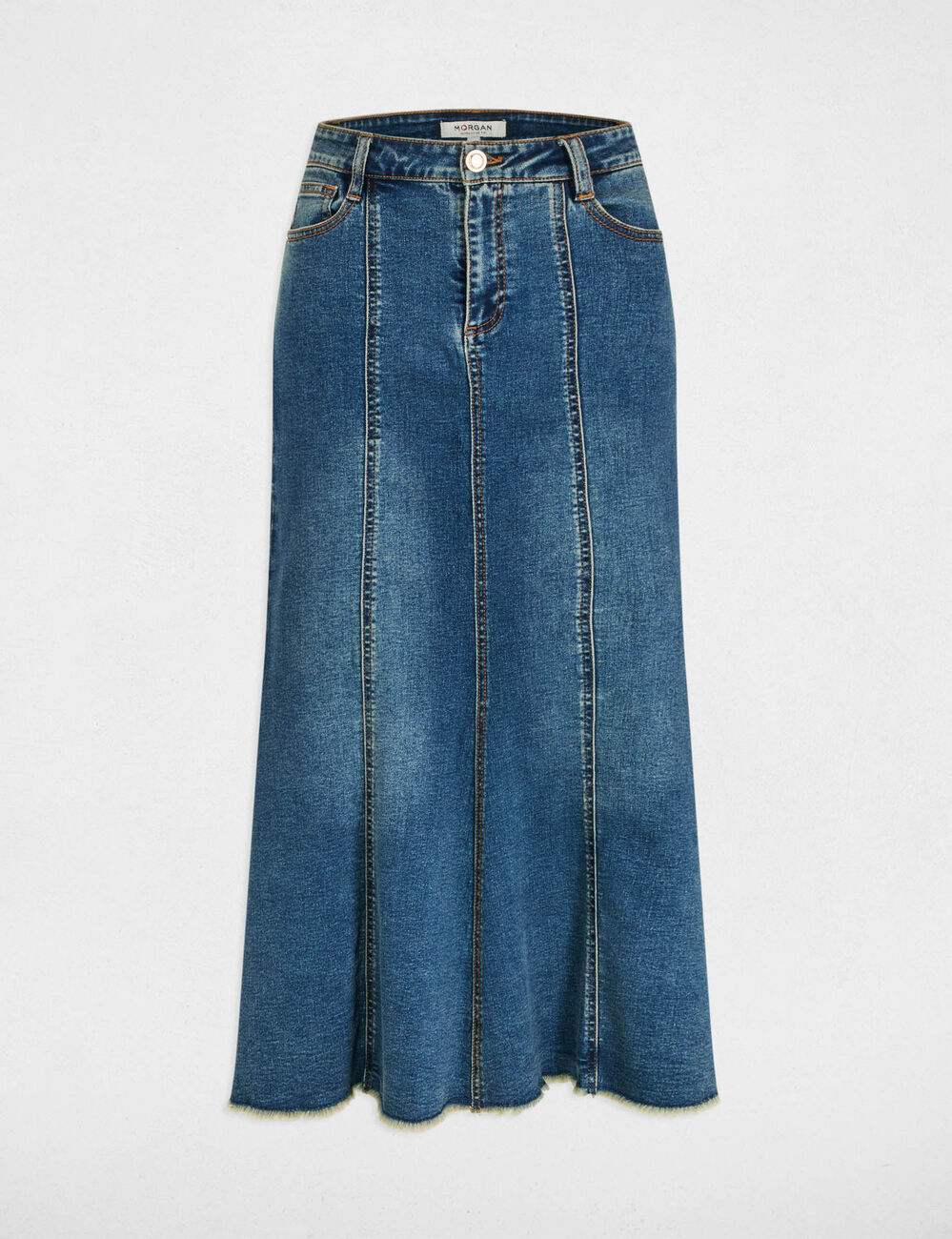 Falda vaquero midi ajustada denim stone mujer