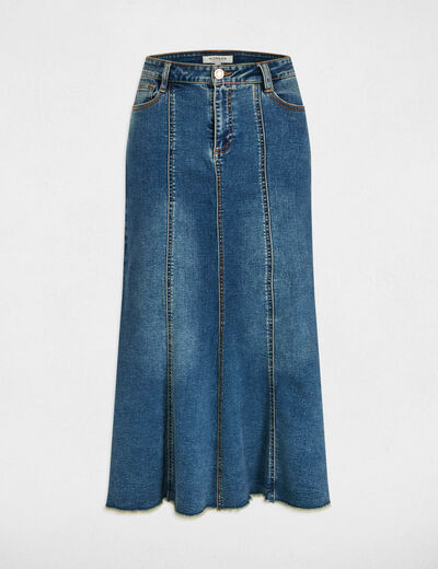 Falda vaquero midi ajustada denim stone mujer