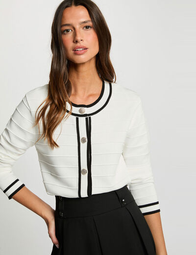 Chaleco entallado cuello redondo blanco mujer