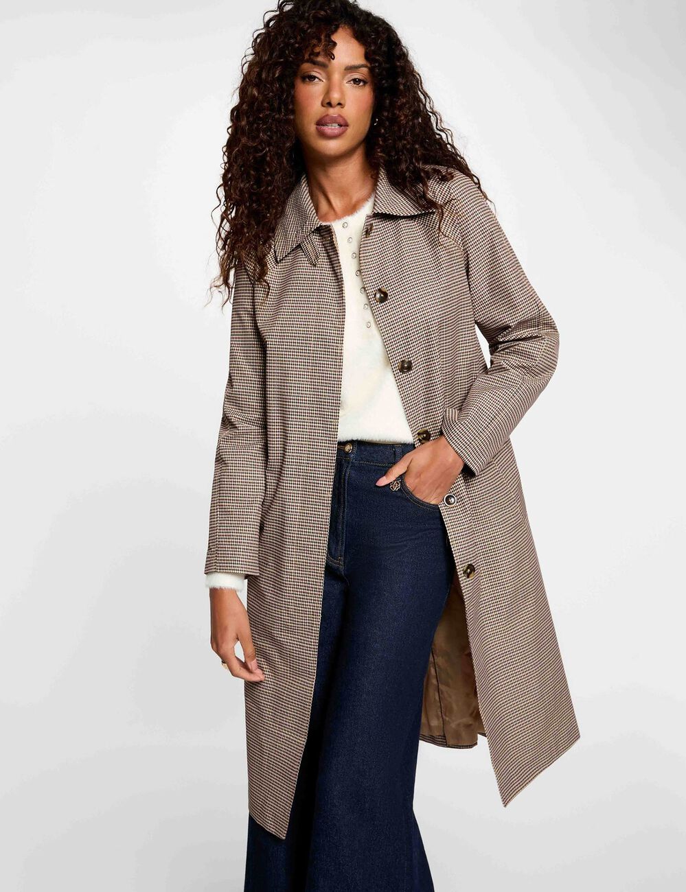 Gabardina con cintur&oacute;n y mangas largas multicolor mujer