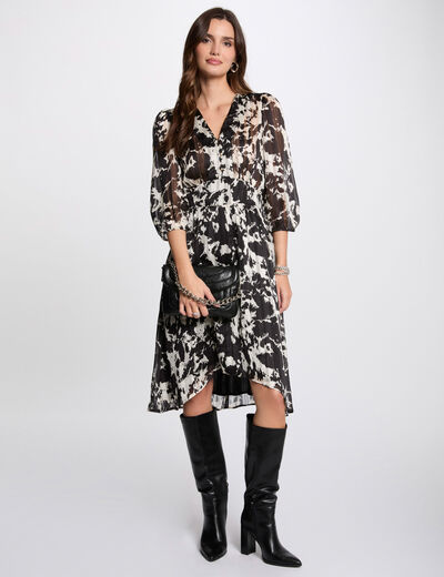 Vestido evasé estampado multicolor mujer
