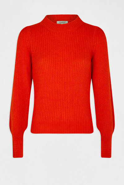 Jersey manga larga con cuello alto orange mujer