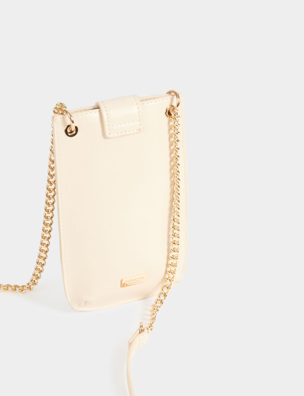 Bolso para teléfono tachuelas marfil mujer