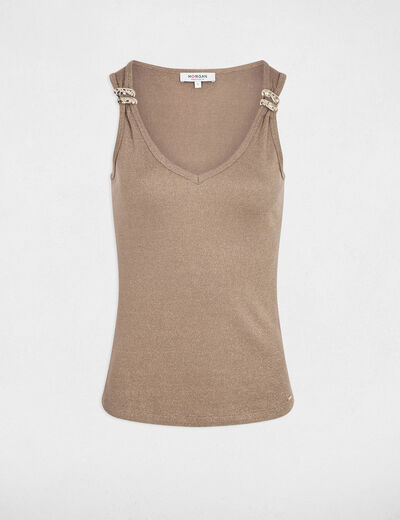 Camiseta ajustada cuello v topo mujer
