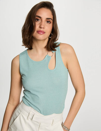 Top sin manga verde mujer