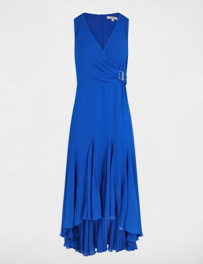 Vestido midi recto holgado azul eléctrico mujer