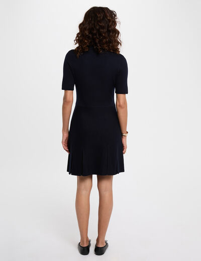 Vestido corto en forma de trapecio azul marino mujer