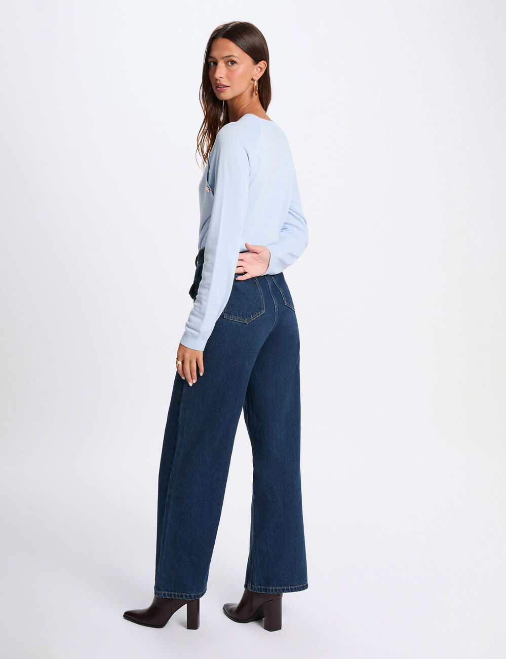 Jersey fino ajustado azul cielo mujer