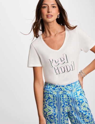 Camiseta con inscripción blanco mujer