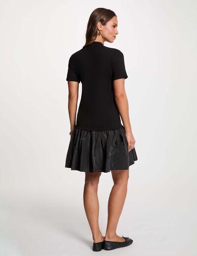 Vestido de punto mangas cortas negro mujer