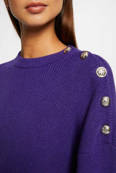 Jersey manga larga con botones violeta mujer