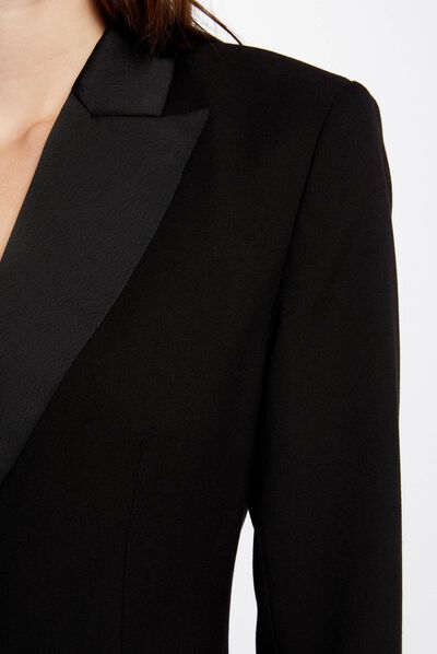 Americana de esmoquin cuello de sat¿n negro mujer